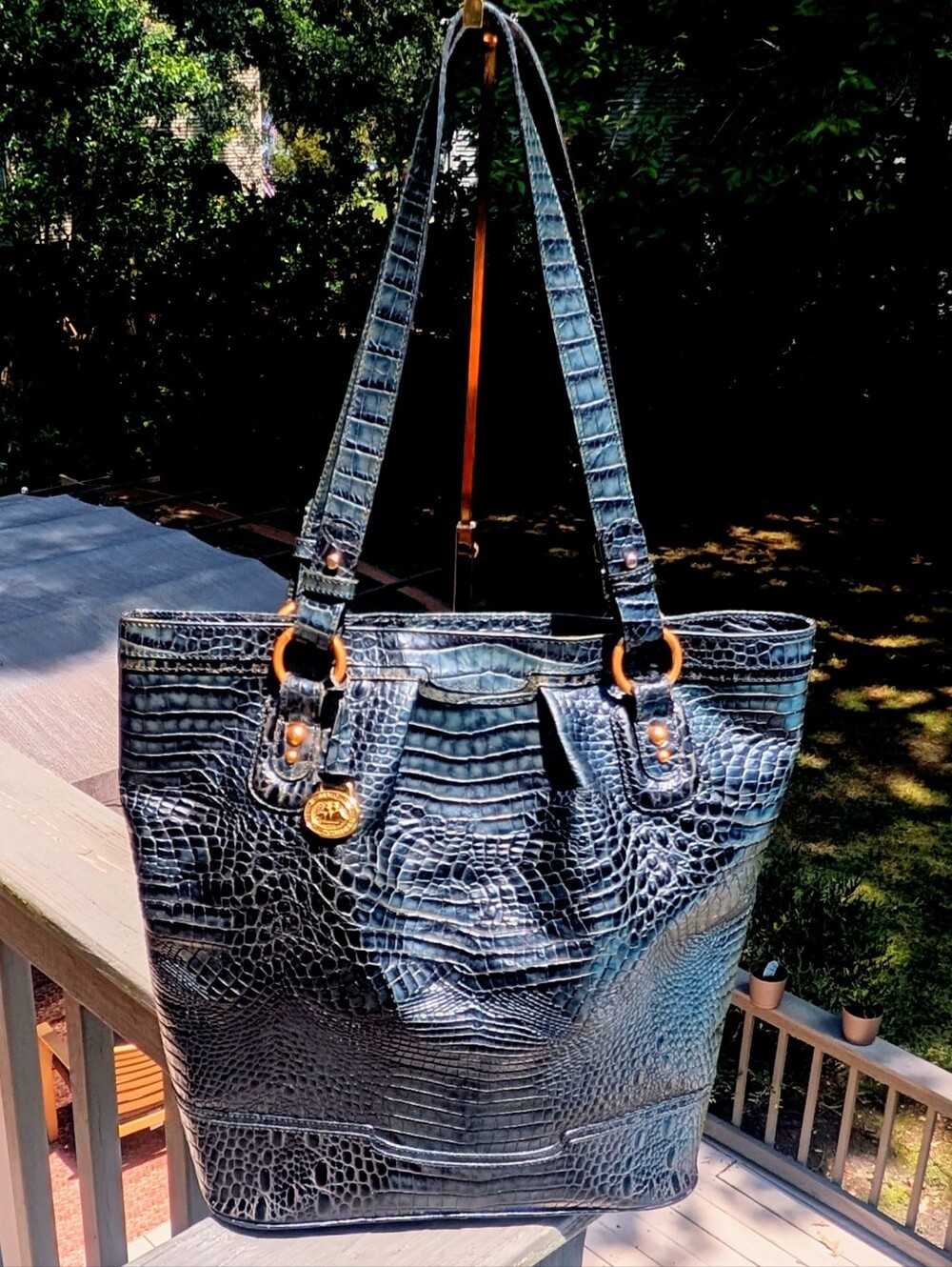 EUC Brahmin Tote in Deep Teal